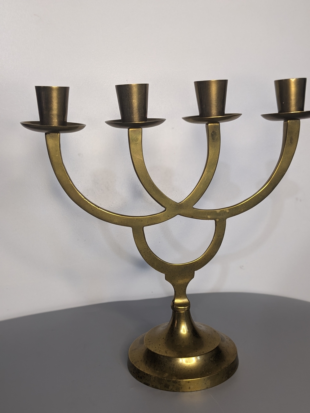 Vintage Solid Brass Four Arm Candelabra Candle Holder MCM Decor India